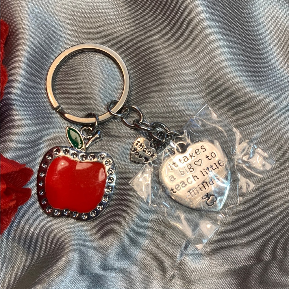 🌹Red Apple Teacher Keychain Charm • NWOT